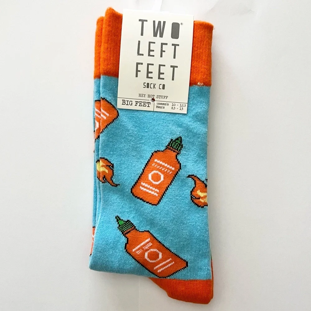 Hot Sauce Pattern Crew Socks - Blue & Red